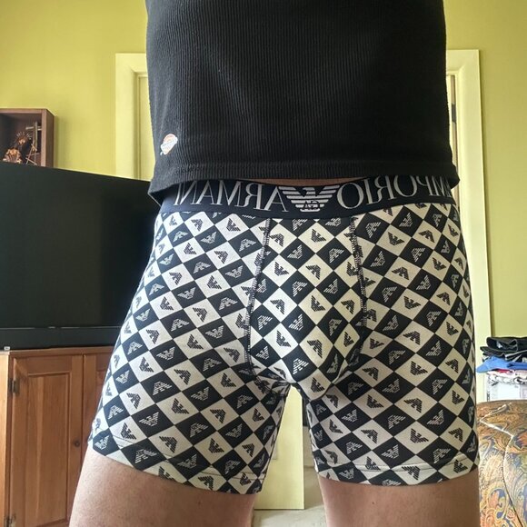 NWT Authentic GA EMPORIO ARMANI All-Over Logo STRETCH COTTON TRUNKS (2) Size M - Picture 6 of 15